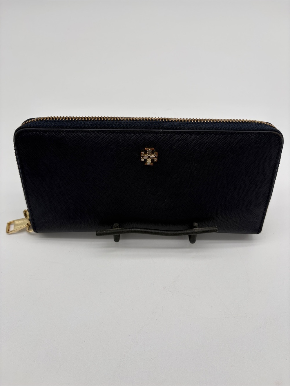 Tory Burch Navy Leather Zip Around Wallet BLEMISH